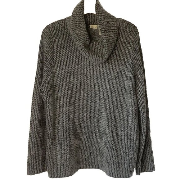 Linden Hill Women’s XL Mohair Blend Cowl Neck Long Sleeve Gray Sweater Tunic Top - Picture 1 of 8